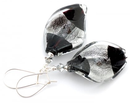 Szk�o weneckie i Swarovski - Black and Silver