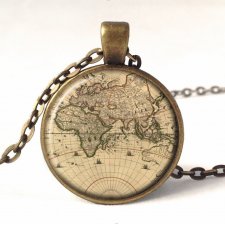Mapa Świata - medalion z łańcuszkiem - Egginegg