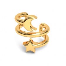 nausznica MOON & STAR- srebro 925 złocone