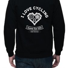 Bluza z kapturem, rozpinana. I love cycling | dwustr. nadruk