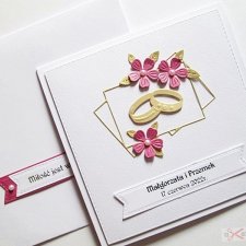 Kartka Ślubna różowo-złocista
