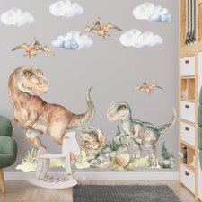 Triceratops, Velociraptor Dino World - Naklejka na ścianę M