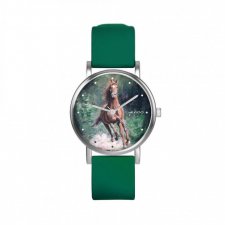 Zegarek mały - Koń, las - silikonowy, zielony
