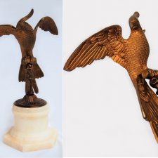 Papuga, ptak, rzeźba, mosiądz, marmur, Francja, vintage