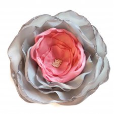Duża broszka róż z szarym  kwiatek kwiat 12cm