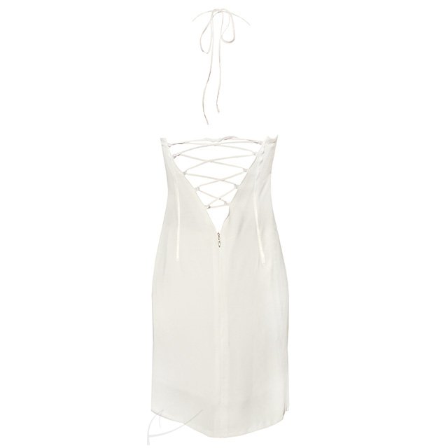 Biała sukienka mini bez pleców - Ubrania - DecoBazaar