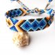 Żeglowanie po jeziorze - ręcznie pleciona bransoletka przyjaźni, bawełna, aztecka bransoletka etniczna, niebieski, brąz, kremowy, rozmiar uniwersalny