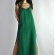 Sukienka 100% lniana na ramiączkach butelkowa zieleń - Nr.94