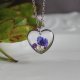 Srebrna zawieszka serce srebrny wisiorek serduszko naszyjnik suszone kwiaty żywica naturalna biżuteria fioletowe