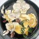 Benaya art on decorative plate irises Hand crafted art on ceramic 30 cm