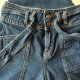 Bershka 34 XS Jeansy dżinsy ciemne granatowe z paskiem wysoki stan szerokie old money