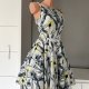 Quiz 38 M sukienka a'la satynowa rozkloszowana stojąca na tiulu vintage pin up kwiatowy wzór