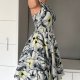 Quiz 38 M sukienka a'la satynowa rozkloszowana stojąca na tiulu vintage pin up kwiatowy wzór
