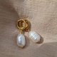 Złote kolczyki z naturalnymi perłami w kształcie kropli, srebro 925