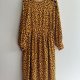 Sukienka Maxi w stylu retro Cętki guziki żółta długa