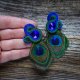 Peacock Eye- Etniczne kolczyki soutache z piórkami