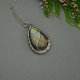 Wisiorek z labradorytem, wire wrapping, stal chirurgiczna, labradoryt wisior