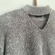 DOROTHY PERKINS - SZENILOWY SWETER Z WYCIĘCIEM - 34