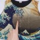 Vintage Avant Garde Top Hokusai Sea Print Bluzka Fala Hokusai Top