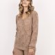 Sweter ażurowy warkocze - SWE342 mocca MKM