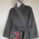 Kimono 100% wełna czarne biały prążek zdobione.