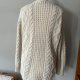 Sweter Vintage Długi warkocze kieszenie wzory guziki wytłoczenia jesień Cottage Core