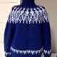 Sweter 100% wełniany L 40 hand made kobaltowy ciepły norweski wzór zimowy