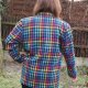 Długa kolorowa marynarka w kratę Vintage Blazer Hipster Coat Wool 1980's 1990's