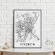 Mapa Szczecina  - plakat 30x40 cm  - plakat Szczecin czarno-biały