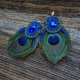 Peacock Eye- Etniczne kolczyki soutache z piórkami