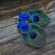 Peacock Eye- Etniczne kolczyki soutache z piórkami