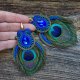 Peacock Eye- Etniczne kolczyki soutache z piórkami