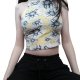 Crop top żółty w stokrotki Floral print