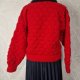 Piękny elegancki sweter vintage w czerwonym kolorze czarny kołnierz L XXL