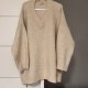 Sweter oversize M 38 beżowy dekolt v old money pull&bear szeroki