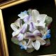 Unique Porcelain Flowers - Ręczna praca ❀ڿڰۣ❀ Na welurze, drewniana ramka