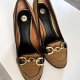 River Island r. 4 (37) buty stabilny obcas słupek musztardowe vintage lordsy loafersy z łańcuchem