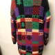 Vintage Sweter płaszcz Patchwork długi kardigan świąteczny wełna