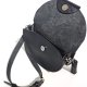 ROUND bag półkole crossbody  czarna skóra jucht