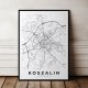 Mapa Koszalina  - plakat 30x40 cm - plakat Koszalin czarno-biały