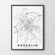 Mapa Koszalina  - plakat 40x50 cm - plakat Koszalin czarno-biały