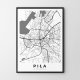 Mapa Piły - plakat 40x50 cm - plakat Piła czarno-biały