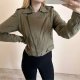 Gina Tricot M 38 kurtka khaki zielona w stylu ramoneski bawełniana