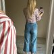 Denim XS Jeansy dżinsy z wysokim stanem wide culotte 3/4 nogawki krótkie spodnie