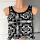 Crop top bluzka krótka 100 % bawełna Topshop r.34 XS czarno biała we wzory