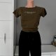 Tom&Rose S 100% bawełna T-shirt khaki z napisem