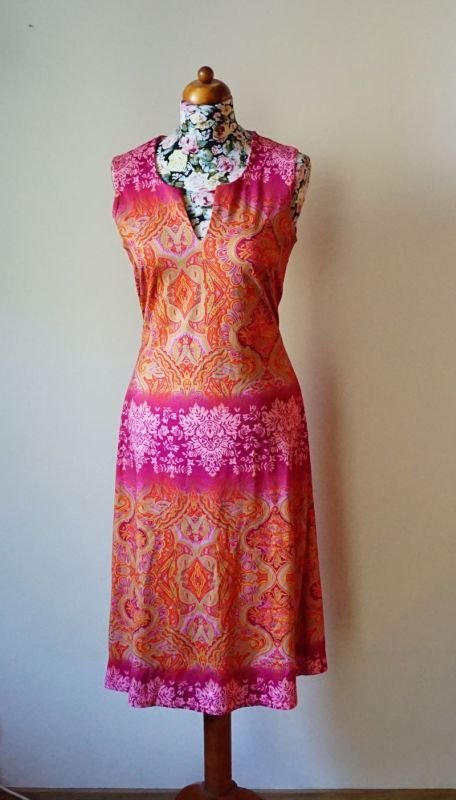Letnia sukienka z kolorowej dzianiny w orientalne wzory - Ubrania vintage -  DecoBazaar