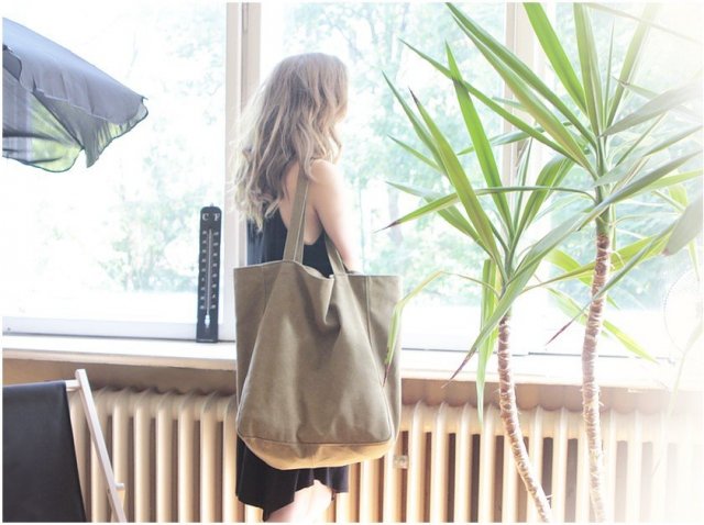 Big Lazy bag torba khaki / zieleń na zamek