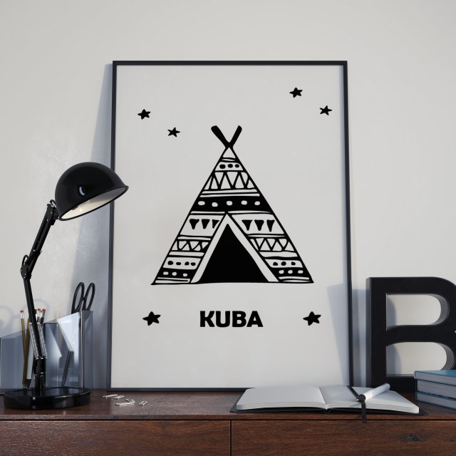 Plakat Tipi z imieniem. Plakat do personalizacji dowolnym imieniem.