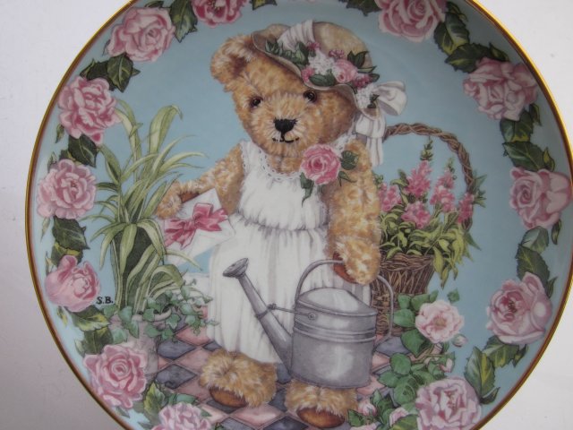 Franklin Mint - Teddy 's Garden Party   by Susan Bengry -limited edition -certyfikat   - kolekcjonerski talerz porcelanowy rzadko spotykana rzecz